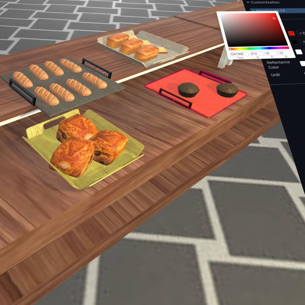 Color picker tuning bakery materials in real time